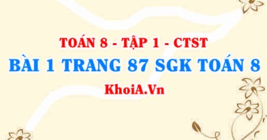 Bài 1 trang 87 SGK Toán 8 Tập 1 Chân trời sáng tạo